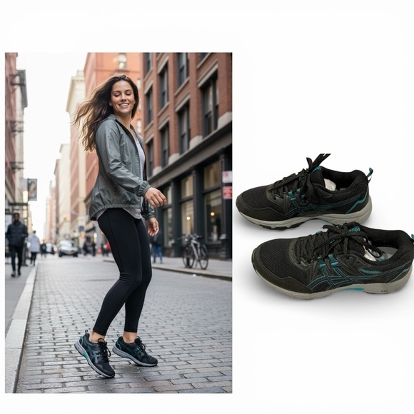 NWOB ASICS Women Size 7 Gel Venture 8 Black Baltic Running Walking Shoes - Picture 1 of 7